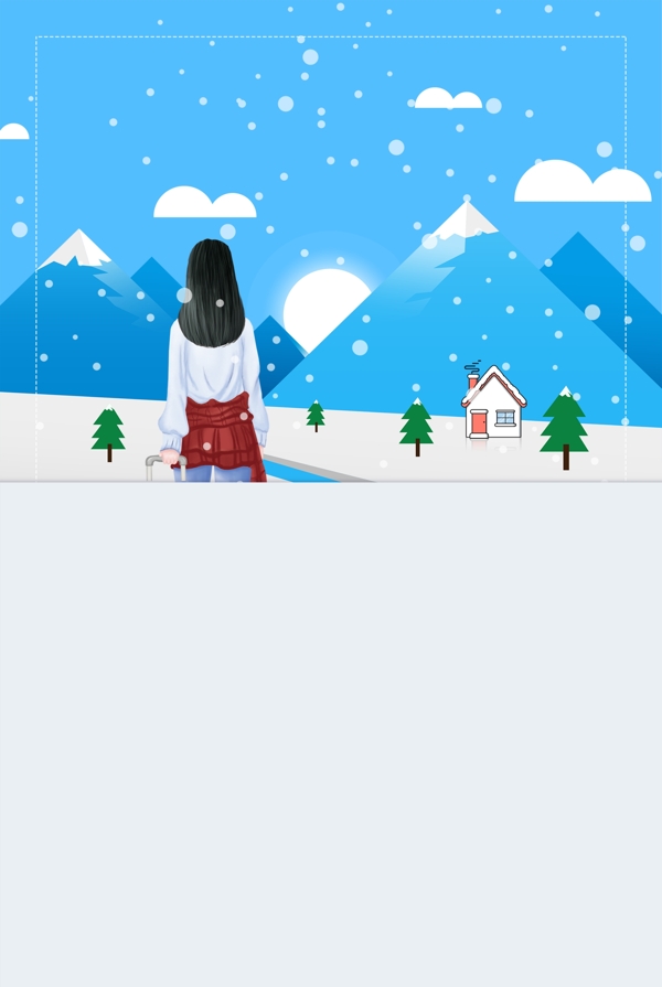 12月雪地女孩背景設(shè)計(jì)