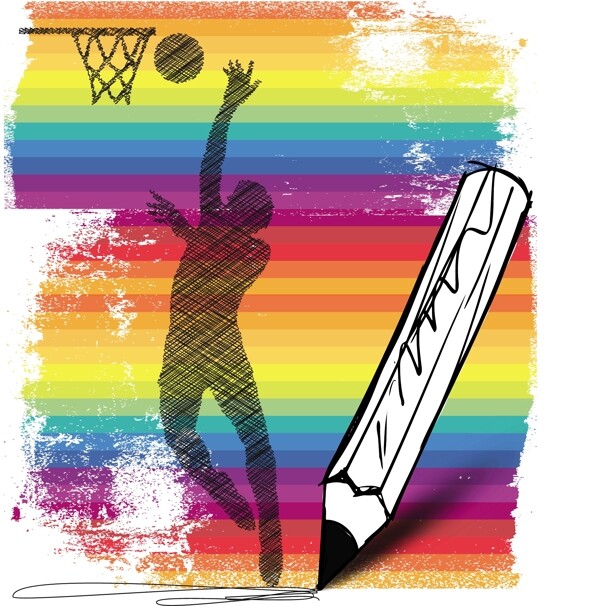 籃球運動員的插畫矢量圖