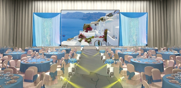 蓝色海洋主题婚礼舞台