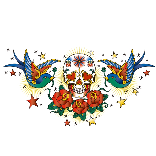 印花矢量圖靚仔裝時(shí)尚休閑女裝T恤圖案紋身圖案免費(fèi)素材