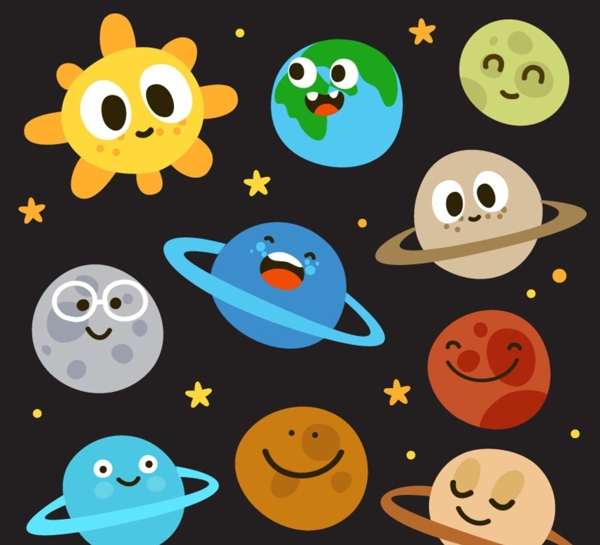 卡通太阳系行星