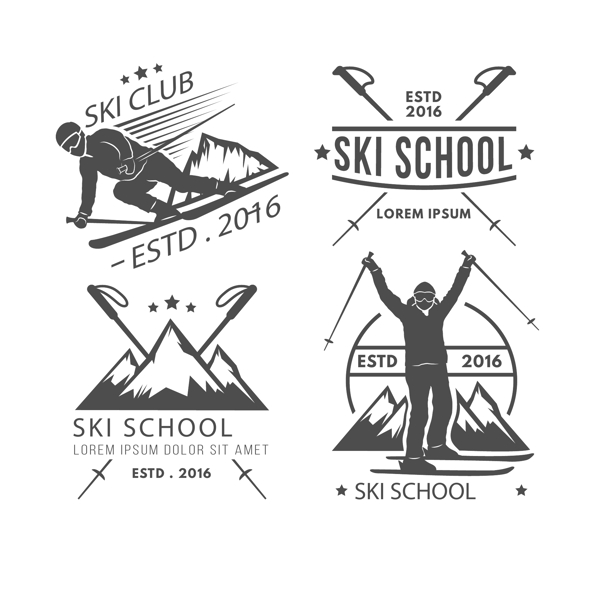 滑雪比赛培训俱乐部标志LOGO