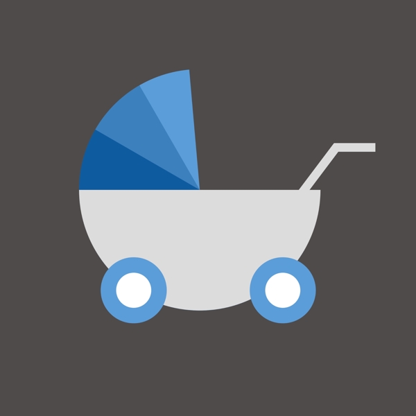 蓝灰色网红婴儿车图标图案