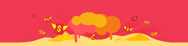 紅色簡約卡通淘寶全屏banner背景