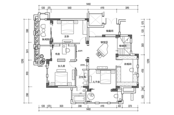 豪华住宅家装CAD平面图