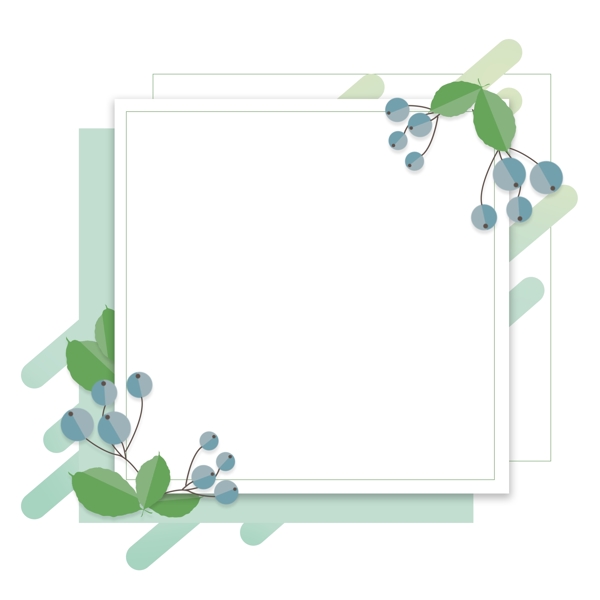 薄荷绿手绘折纸花卉植物卡通边框对话框