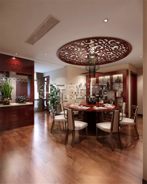 中式餐厅模型室内设计模型