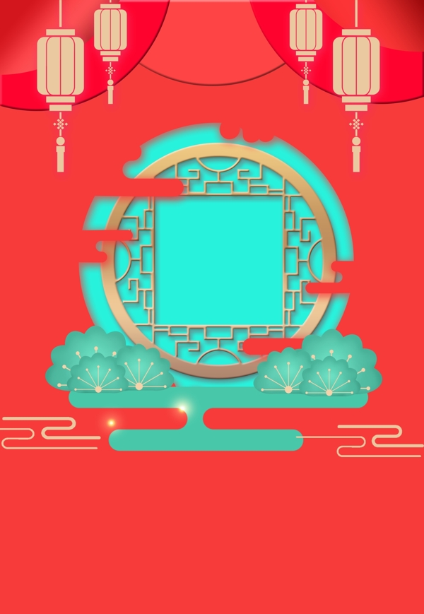 创意中国风灯笼新年背景设计