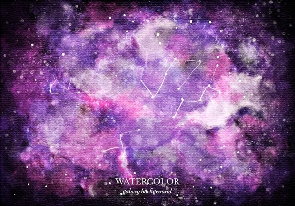 免费矢量紫色水彩银河背景
