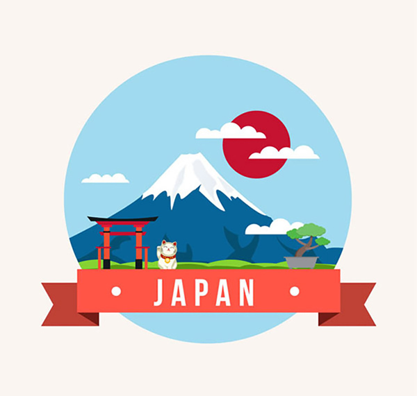 日本富士山插画