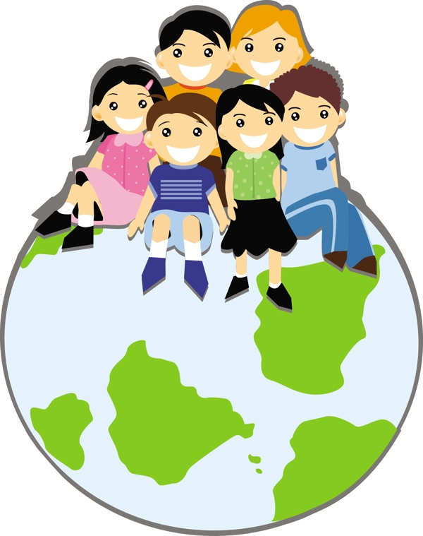 矢量兒童孩子小孩地球笑容可愛