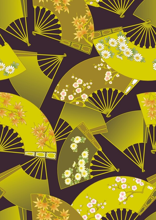 日式传统花样扇子