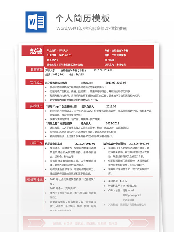 個人求職簡歷模板