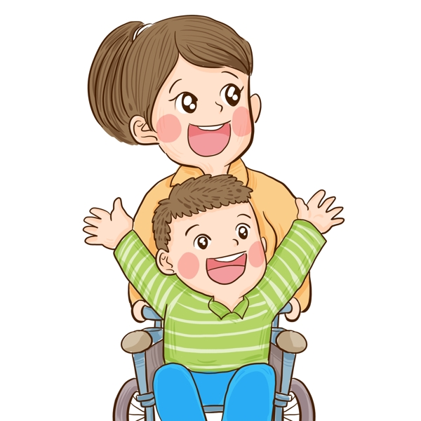 彩绘乐观的残疾儿童和他的妈妈