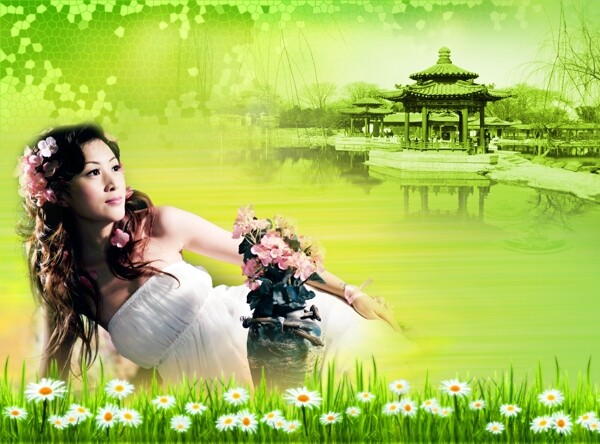 綠意婚紗模板