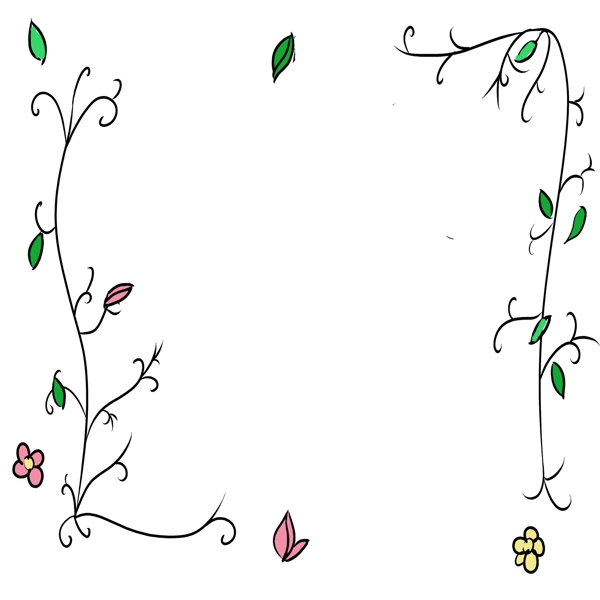 手绘春季花朵边框