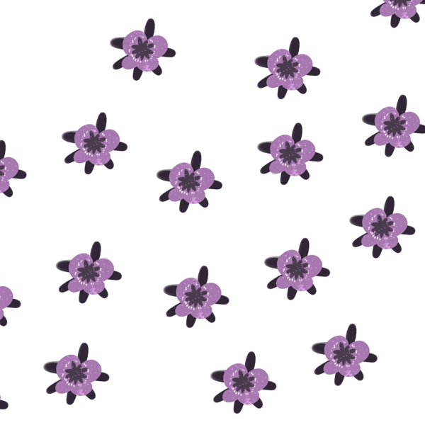 紫色清新小花卡通png素材