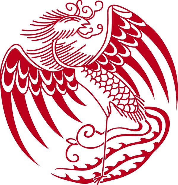 印花矢量圖動物鳳凰色彩紅色免費(fèi)素材