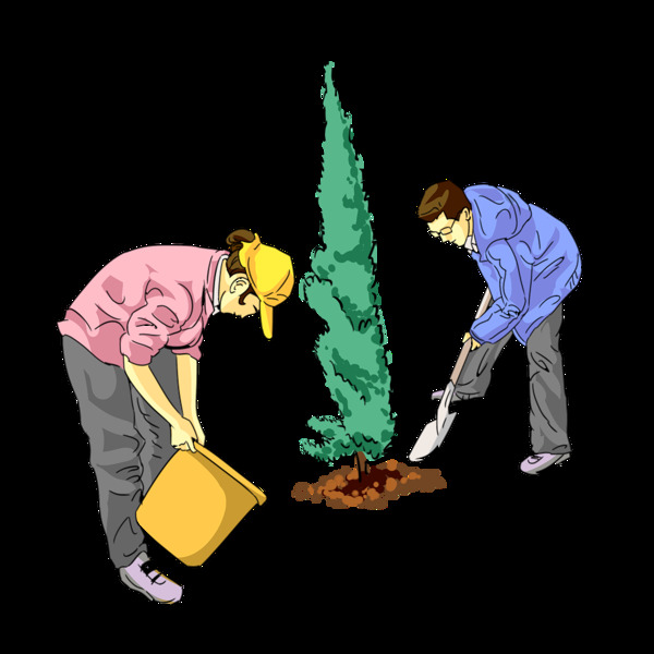 植樹(shù)的小男孩插畫(huà)