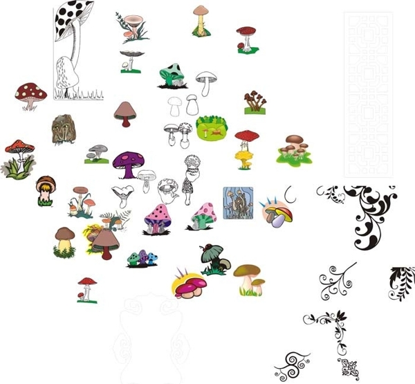 蘑菇香菇草菇矢量图图片
