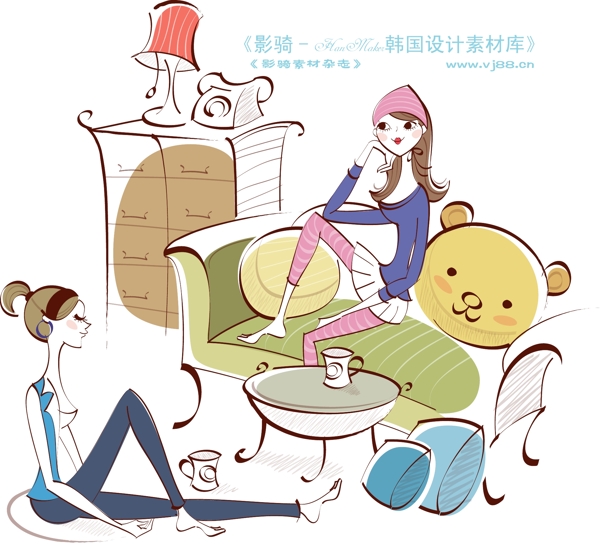 城市時尚生活矢量人物AI0179