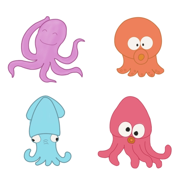 章鱼八爪鱼动物卡通可爱八爪鱼