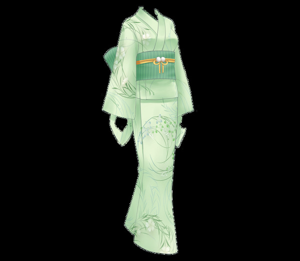 中式淺綠色和服圖png元素