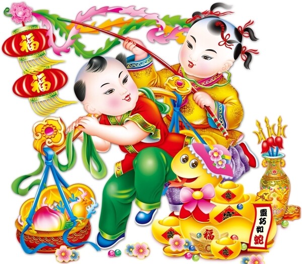 民俗人物剪紙圖片