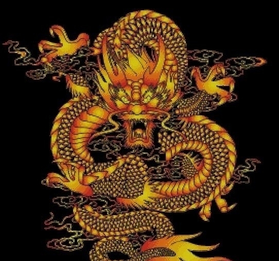 黑底黃金龍十字繡pm4文件圖片