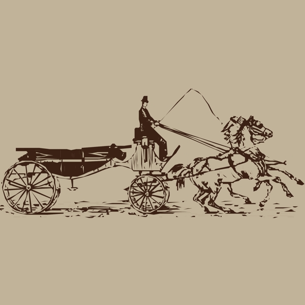 印花矢量圖復(fù)古風(fēng)格交通工具馬車(chē)免費(fèi)素材