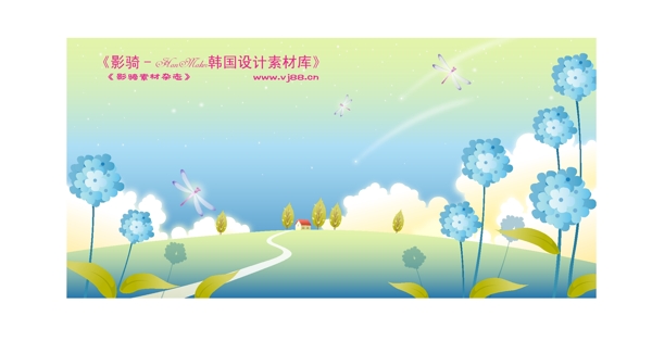 夢(mèng)幻風(fēng)景HanMaker韓國(guó)設(shè)計(jì)素材庫(kù)背景花紋底紋抽象線條