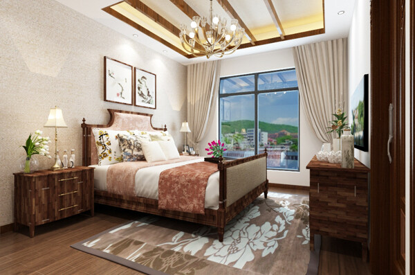 新中式风格卧室装饰装修效果图