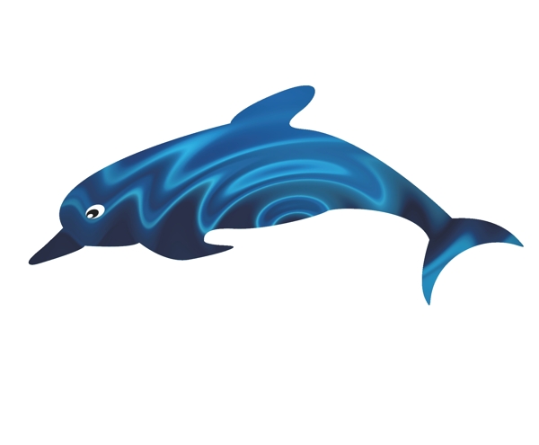 卡通蓝色炫光水波可爱海豚