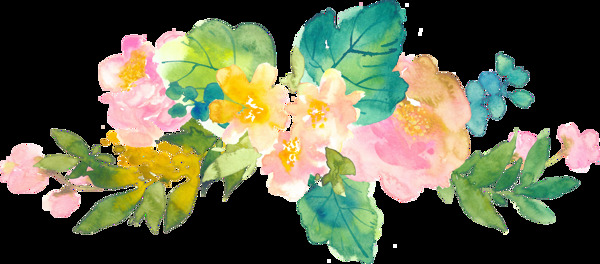 水彩花叢透明素材