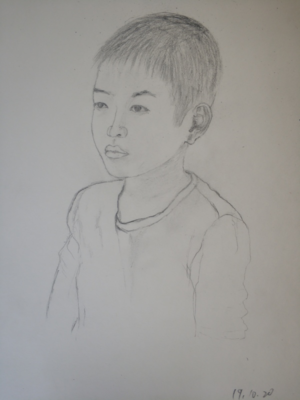 素描铅笔画国画男孩