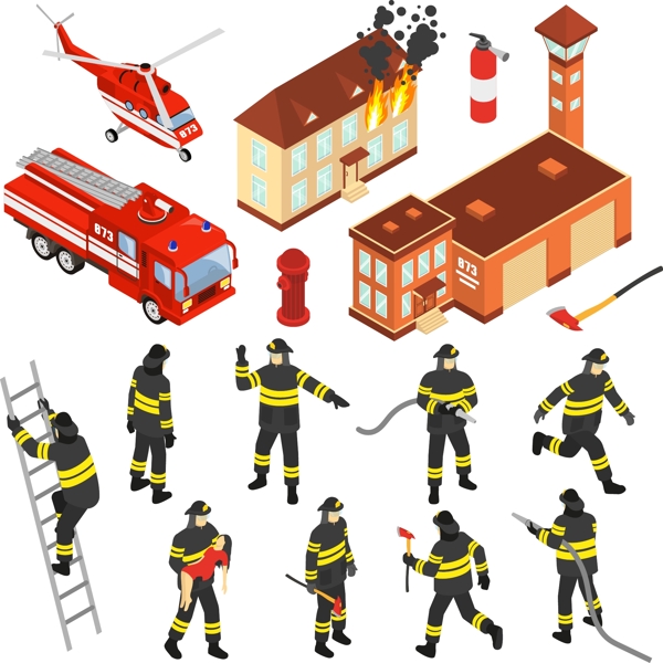 消防安全消防配备立体平面图