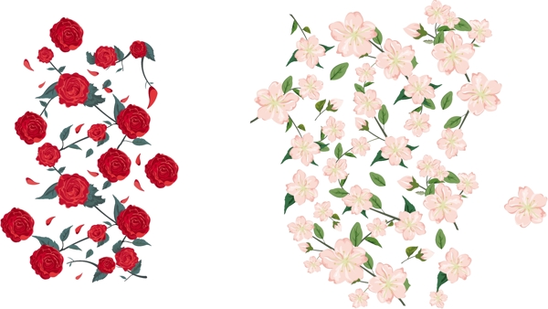 玫瑰樱花图案
