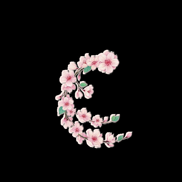 清新粉色花朵元素