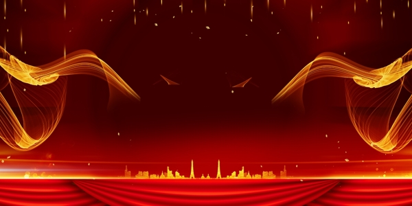 紅色2019年答謝晚宴背景