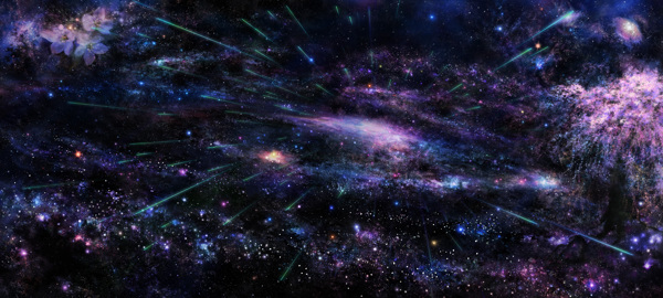 紫色夢幻光束唯美星空背景