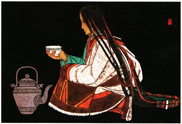 飲茶藏女圖片
