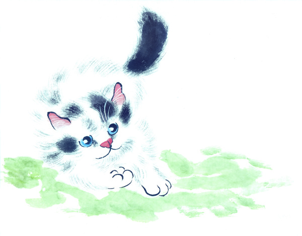 猫咪病猫小猫动物可爱家猫花猫中华艺术绘画