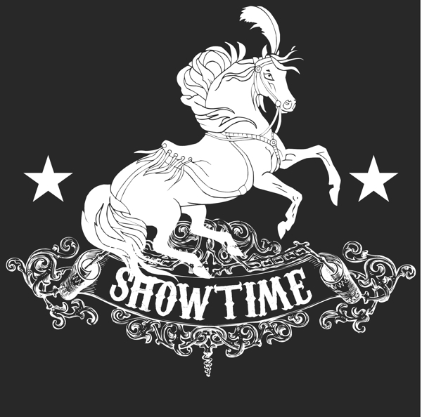 印花矢量圖動物馬文字英文免費素材