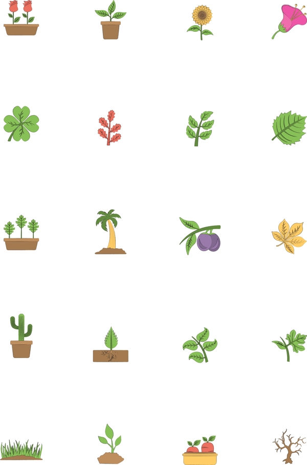 创意简易风鲜花绿植盆栽小图标商用元素