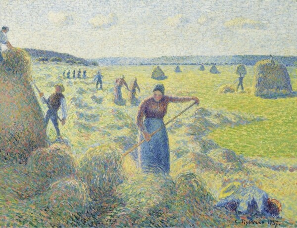 CamillePissarroHayStacking1887畫家風(fēng)景畫靜物油畫建筑油畫裝飾畫