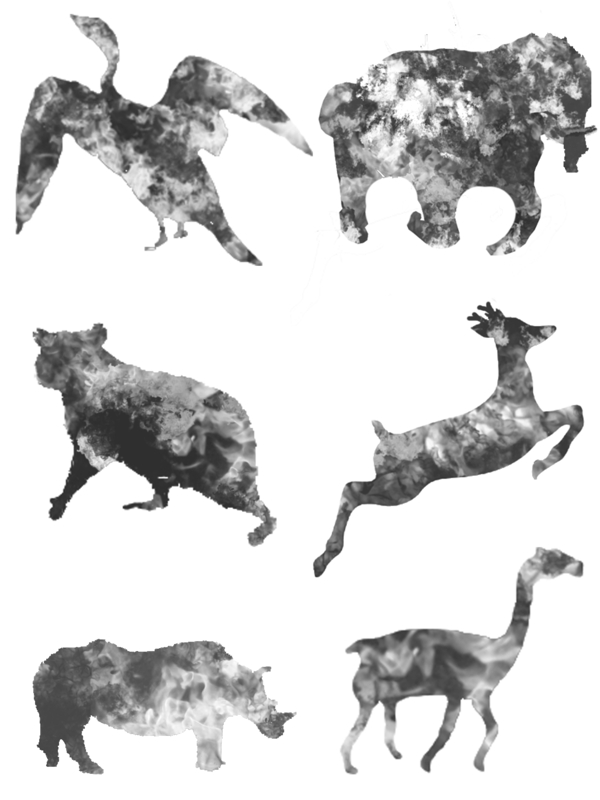 水墨画动物鹅鹿熊犀牛骆驼黑白剪影商用素材