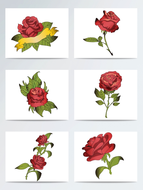 创意手绘红蔷薇花