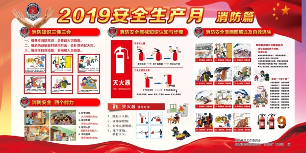 2019安全生产月消防安全展板