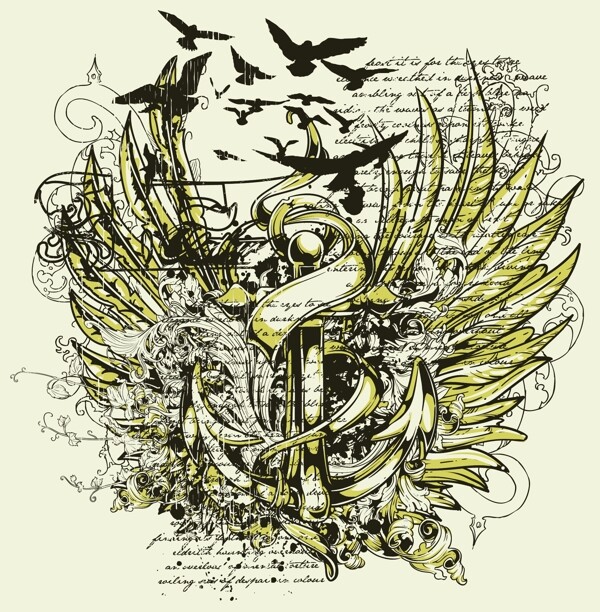 潮流tshirt圖案矢量素材.