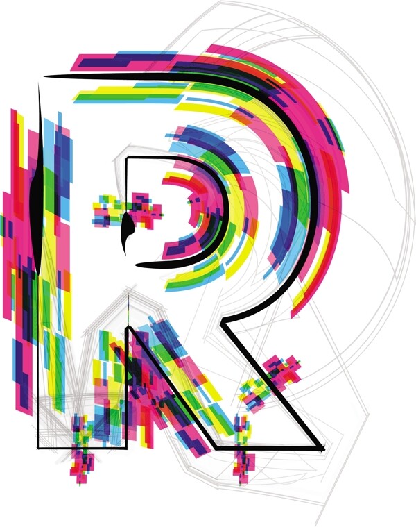 插圖插畫矢量字體的字母R